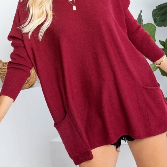 Burgundy Oversized Sweater - Picture 3 of 5